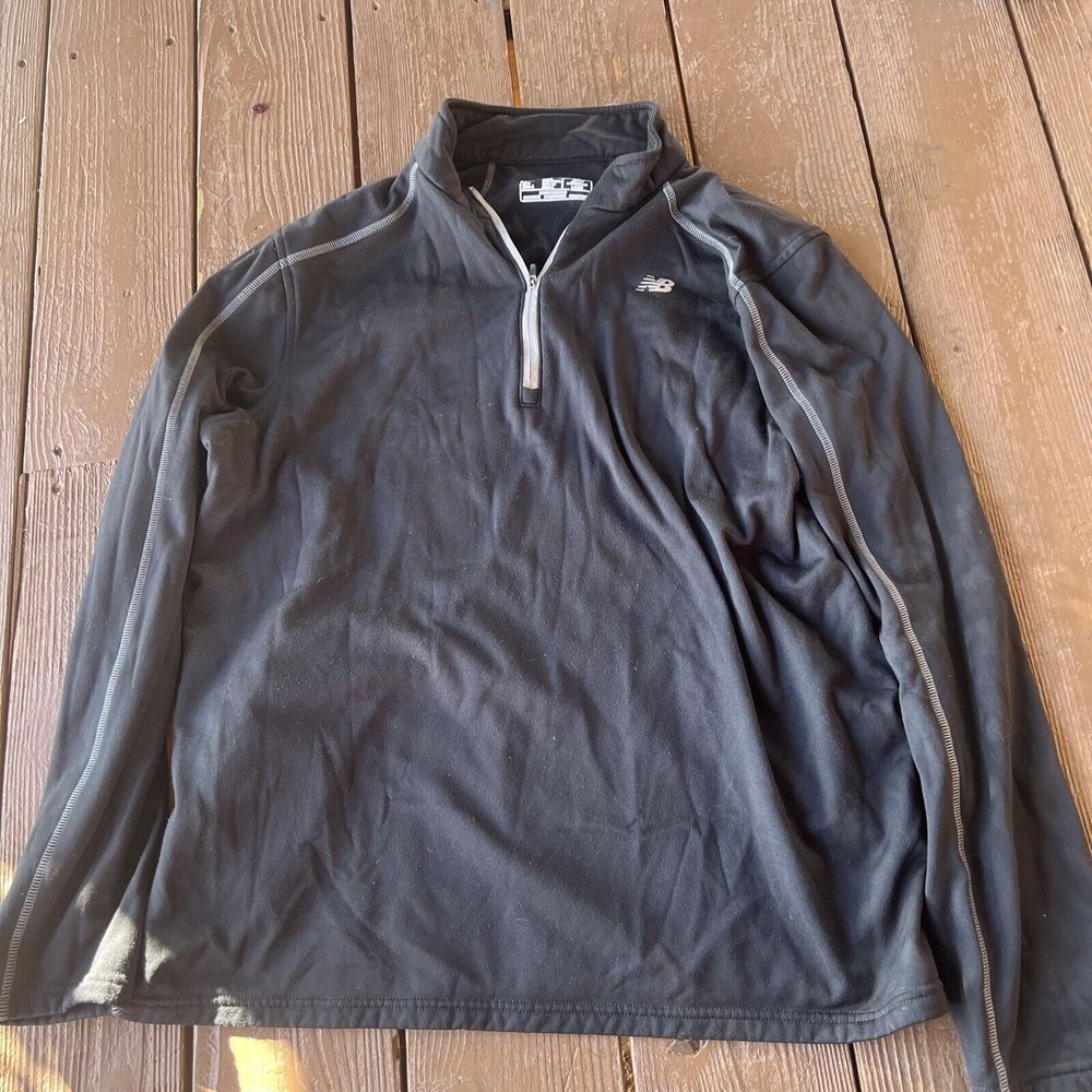 New Balance NB Lightning Dry Black Mens Quarter 1/4 Zip Lined Pullover Large L